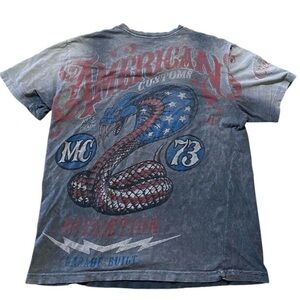 Affliction Distressed Retro Graphic T-shirt L Boxy Fit Biker Grunge Worn